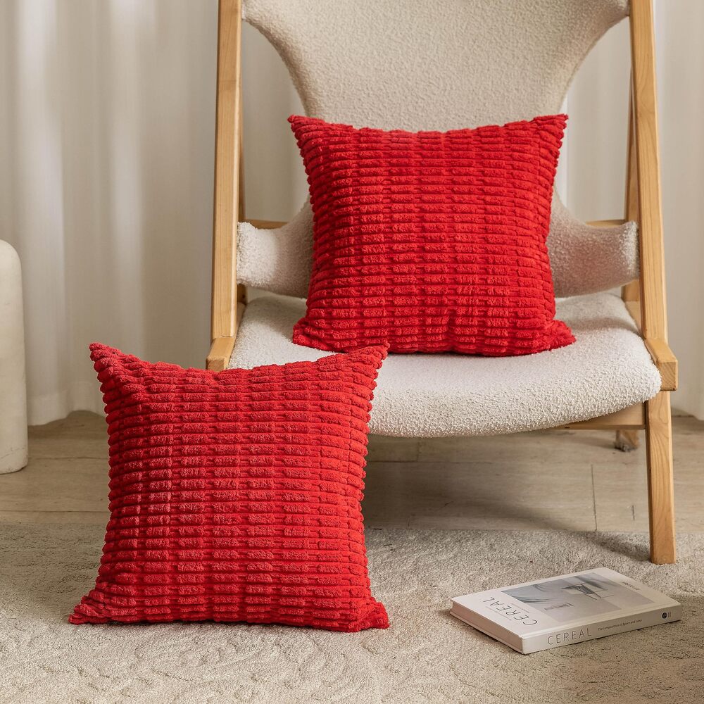 9208 Red Pillow Covers 24x24 Decorative Square Throw Pillows for Couch Soft